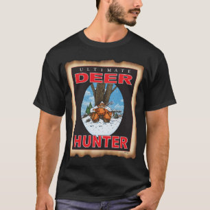 T-SHIRT NOIR T DE CHASSEUR D'ARME À FEU DE CERFS COMMUNS