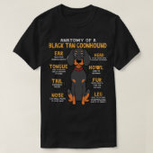 T-shirt Noir Tan Coonhound Anatomie Funny Chien Maman Papa (Design devant)
