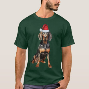 T-shirt Noir Tan Coonhound Chien mignonne et drôle Noël