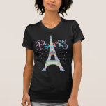 T-shirt noir Tour Eiffel<br><div class="desc">Une tour Eiffel multicolore se dresse seule avec un confetti fantaisiste "Paris" dans l'arrière - plan.</div>