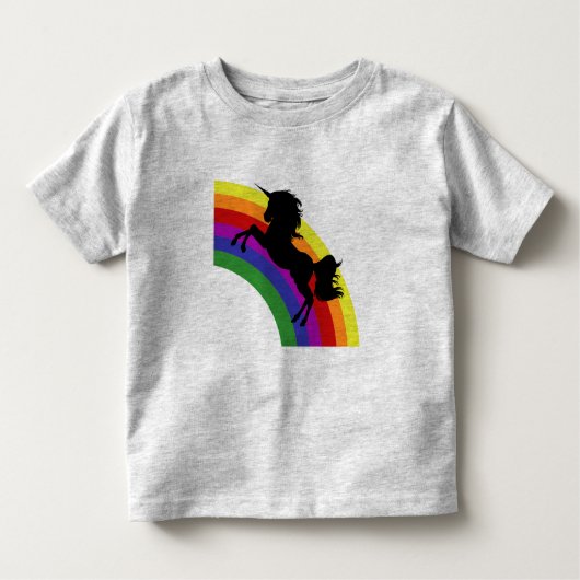 T-shirt noir Unicorne Silhouette Arc-en-ciel Toddl (Devant)