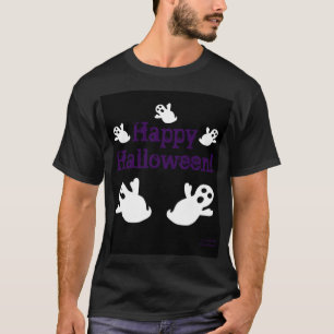T-shirt noir unisexe de fantômes de Halloween