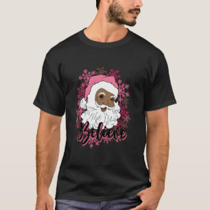 T-shirt Noir Vintage rose Afro Père Noël rose