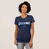 T-shirt NOLA TIles Fleur, Crawfish aux carreaux bleus (Devant entier)