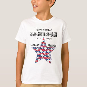 T-shirt Nom    250e Joyeux Anniversaire America Stars Jeun