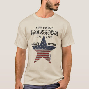 T-shirt Nom 250e Joyeux Anniversaire Amérique Couleur S