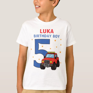 T-shirt Nom Age Anniversaire Camion Monstre Garçon