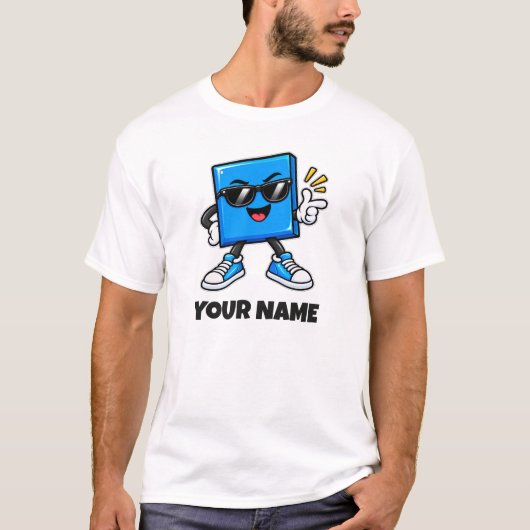 T-shirt Nom carré personnalisé et texte personnalisé (Devant)