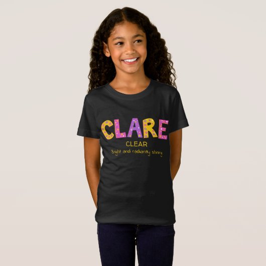 T-Shirt Nom clair signifiant étoile rose violet jaune (Devant entier)