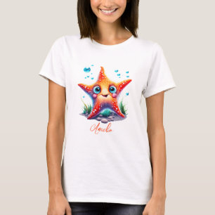 T-shirt Nom customisé Souriant Orange Starfish Lover Cadea