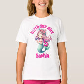 T-shirt Nom d'anniversaire de l'âge de la sirène (Devant)