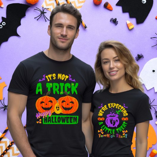 T-shirt Nom Date Couple Halloween Faire-part de grossesse