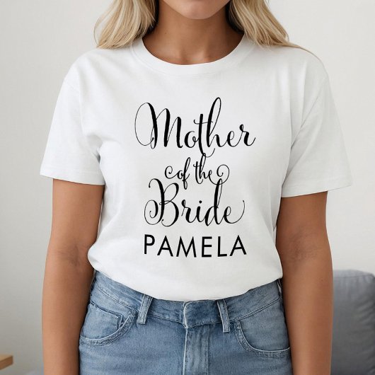 T-shirt Nom de calligraphie de la mère de la mariée