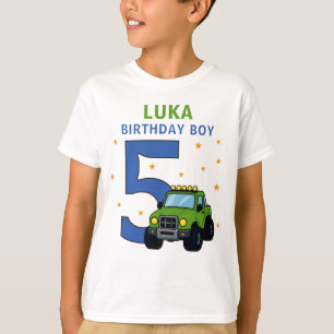 T-shirt Nom de camion monstre Age Anniversaire Garçon