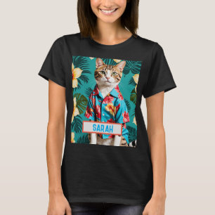 T-shirt Nom de chat Hawaiian Sticker, amoureux des chats,