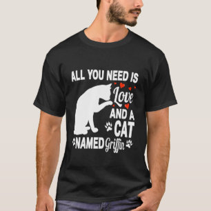 T-shirt Nom de chat personnalisé Griffin Adorable Chat Ani