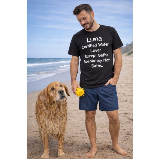 T-shirt Nom de chien personnalisé Amateur d'eau certifié S