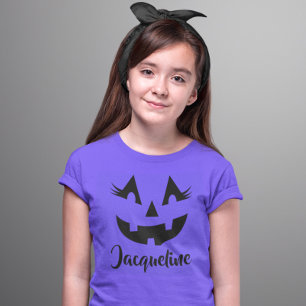 T-Shirt Nom de citrouille girly Jack O Lantern Violet Fill