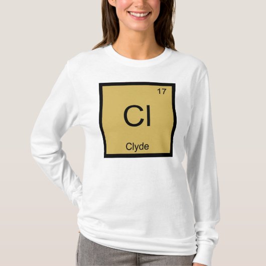 T-shirt Nom de Clyde Élément Chimique Tableau Périodique (Devant)