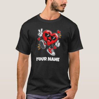 T-shirt Nom de cœur personnalisé et texte personnalisé