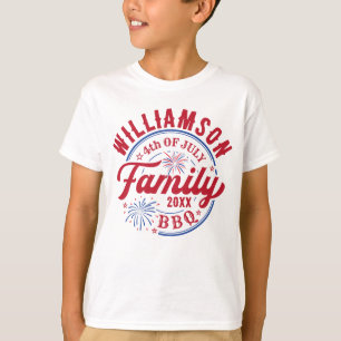 T-shirt Nom de famille correspondant 4 juillet Rouge Blanc