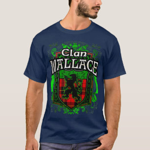 T-shirt Nom de famille écossais Clan Wallace Tartan Lion C