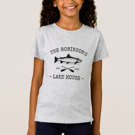 T-Shirt Nom de famille Lake House Poisson rustique Oars Gr (Devant)