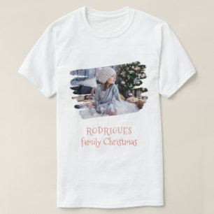 T-shirt Nom de famille Noël Ajouter un design photo Heure