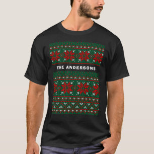 T-shirt Nom de famille Noël simple élégant laid