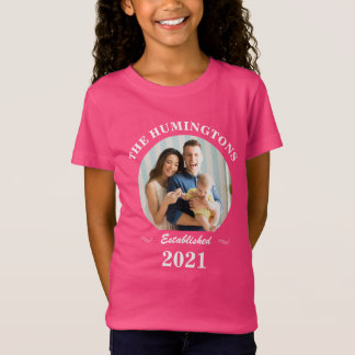 T-Shirt Nom de famille personnalisé, photo et année d'étab