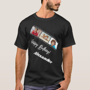 T-shirt Nom de film de collage de photo anniversaire homme
