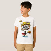 T-shirt Nom de garçon de style de bande dessinée de super- (Devant entier)