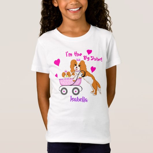 T-Shirt Nom de grande sœur Cavalier King Charles Spaniel (Devant)