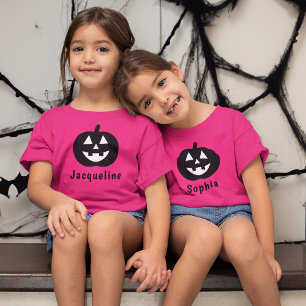 T-Shirt Nom de jolie citrouille Rose Chaud Filles Hallowee