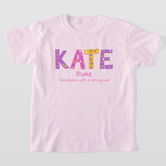 T-shirt Nom de kate signifiant étoile rose violet jaune (Poser)