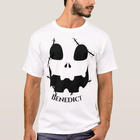 T-shirt Nom de la face du citrouille de l'Halloween simple (Devant)