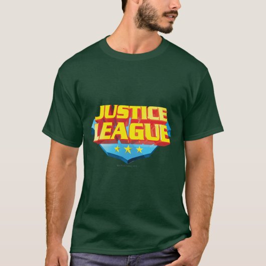 T-shirt Nom de la ligue de justice et logo du bouclier (Devant)