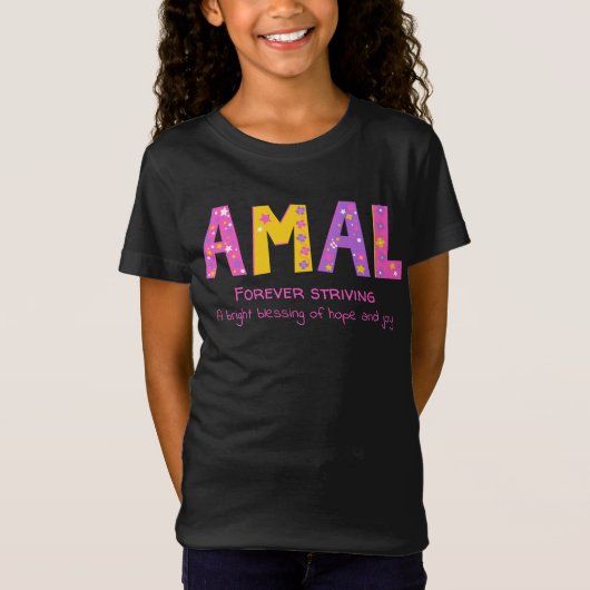 T-Shirt Nom de l'amal signifiant étoile rose violet jaune (Devant)