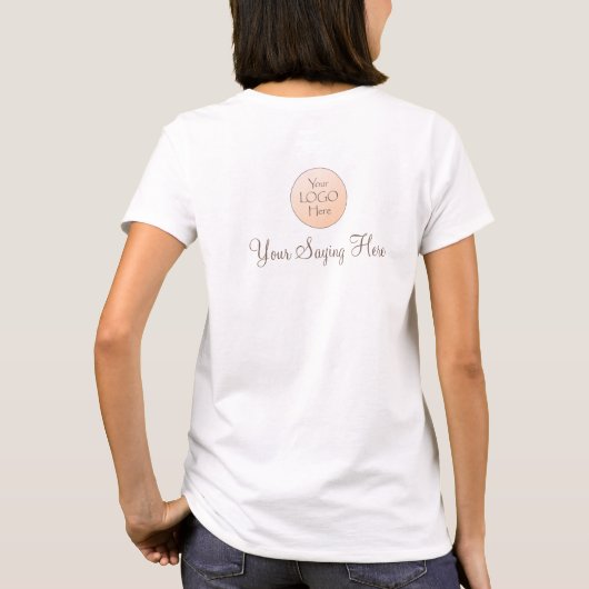 T-shirt Nom de l'employé de script marron Logo de l'entrep (Dos)