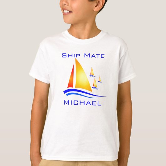 T-shirt Nom de l'enfant Fun Ship Mate Voile (Devant)