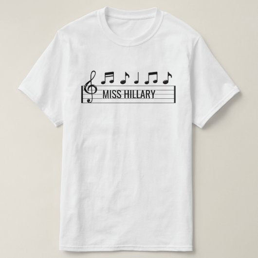 T-shirt Nom de l'enseignant de musique personnalisée (Design devant)