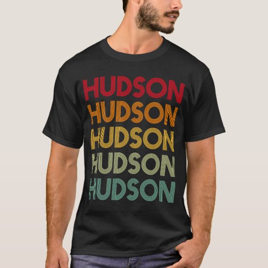 T-shirt Nom de l'Humour Hudson Retro Nom de nom (Devant)
