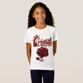 T-Shirt Nom de luxe Christina Ruby Crystal (Devant entier)