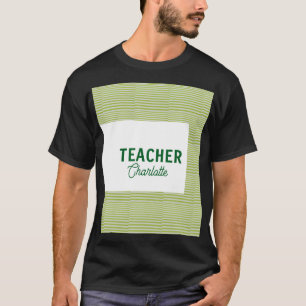T-shirt Nom de professeur de bandes vert citron blanc c