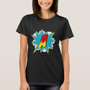 T-shirt Nom de super-héros de la lettre A Costume rétro de