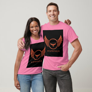 T-shirt Nom de texte personnalisé Spring avec des ailes d'