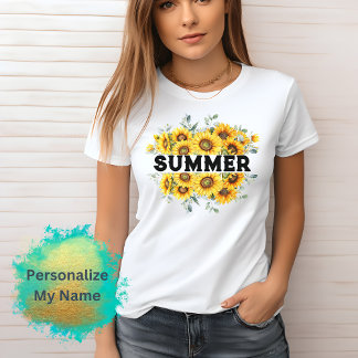 T-shirt Nom de tournesol jaune Vintage personnalisable