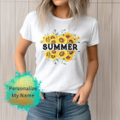 T-shirt Nom de tournesol jaune Vintage personnalisable