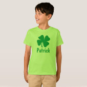 T-shirt Nom de trèfle vert citron pour garçons St Patrick (Devant entier)