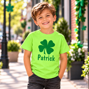 T-shirt Nom de trèfle vert citron pour garçons St Patrick